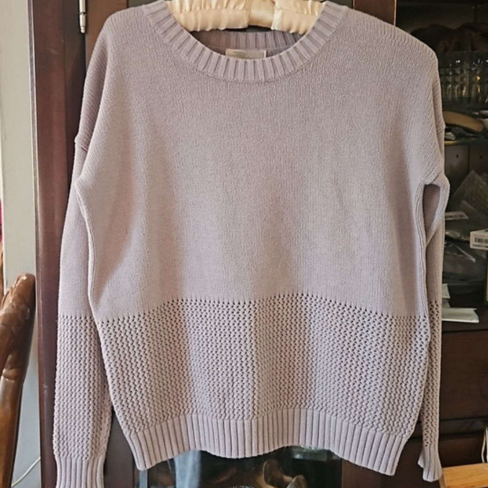 New Viscose Blend Crochet Knit Sweater Neutral Unique
